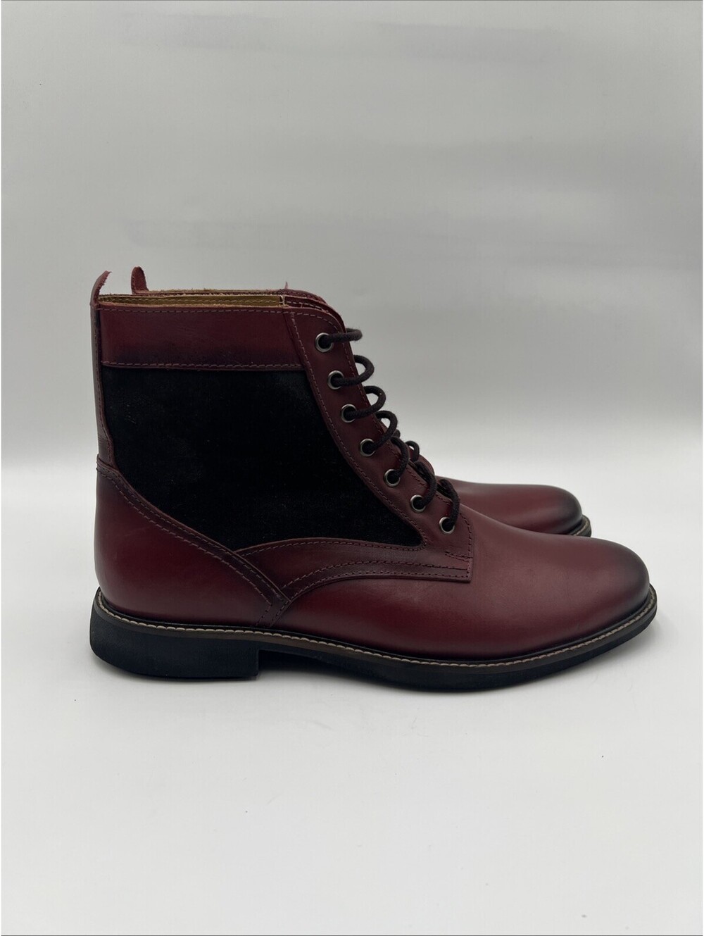 Saks Fifth Avenue Men’s Mixed Media Burgundy Leather Ankle Boots Size 10.5M
